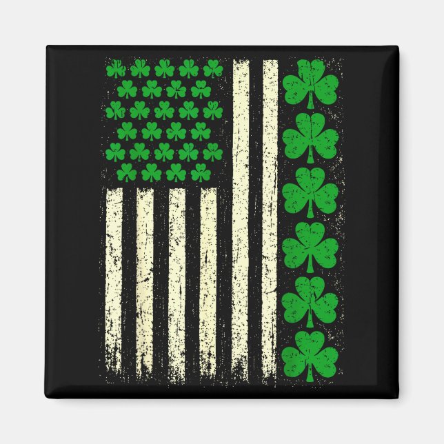Aimant Drapeau américain trèfles irlandais St-Patrick hom (Devant)