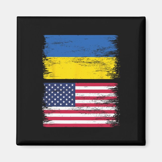 Aimant Drapeau américain ukrainien Ukraine États-Unis d'A (Devant)
