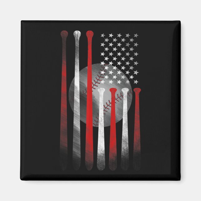 Aimant Drapeau américain Vintage Baseball Drapeau Papa Ma (Devant)