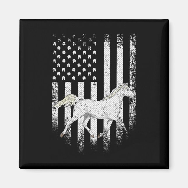 Aimant Drapeau américain vintage Drapeau arabe Cheval (Devant)