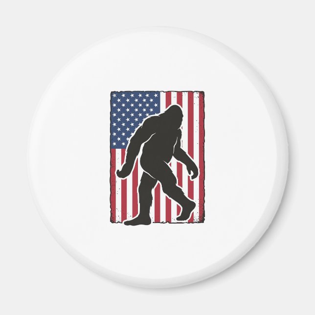 Aimant Drapeau américain vintage silhouette Bigfoot vecte (Devant)