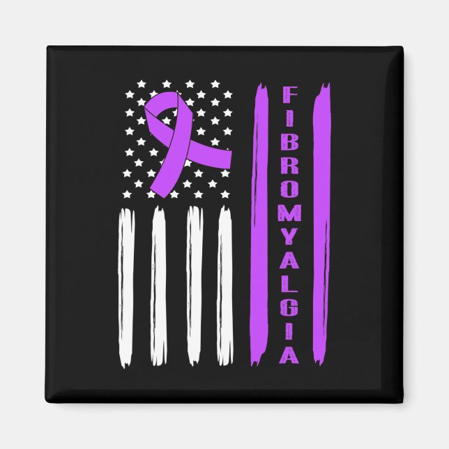 Aimant Drapeau américain violet fibromyalgie (Devant)