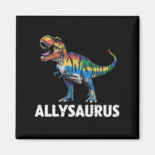 Aimant Drapeau arc-en-ciel de dinosaure LGBT Allysaurus A (Devant)