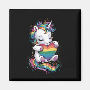 Aimant Drapeau Arc-en-ciel de la Fierté Licorne Cœur Gay