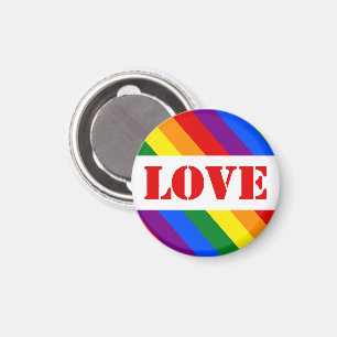 Aimant Drapeau arc-en-ciel LGBTQ+ avec amour pour le mois