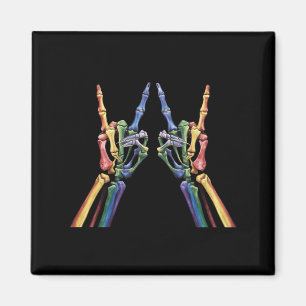 Aimant Drapeau arc-en-ciel LGBTQ cool main de squelette g