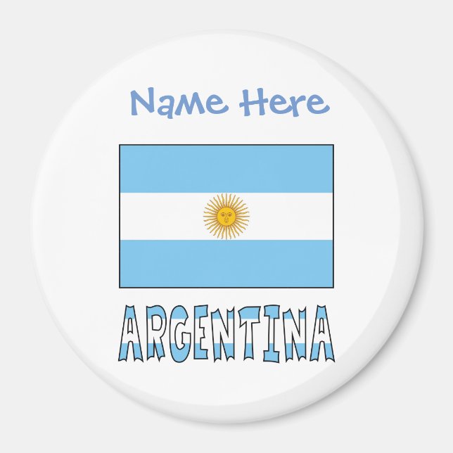 Aimant Drapeau Argentin Argentine Personnalisation Bleu  (Devant)