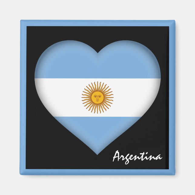 Aimant Drapeau argentin & Coeur, Argentine vacances /spor (Devant)