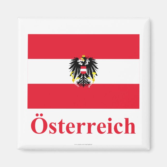 Aimant Drapeau Autriche avec nom en allemand (Devant)