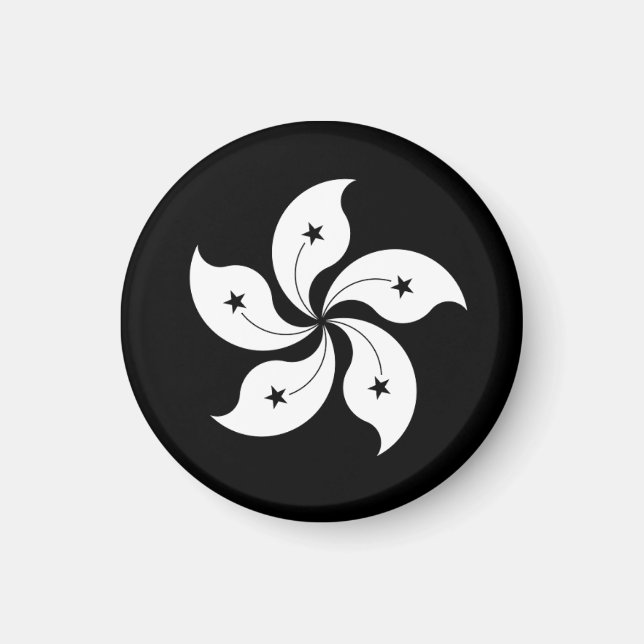 Aimant Drapeau Bauhinia noir (Devant)