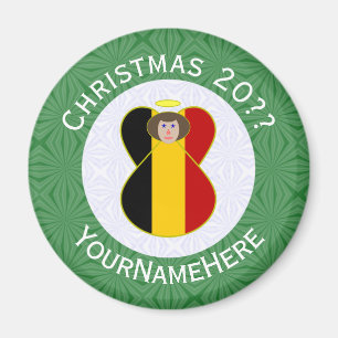 Aimant Drapeau belge ange Noël Personnalisé