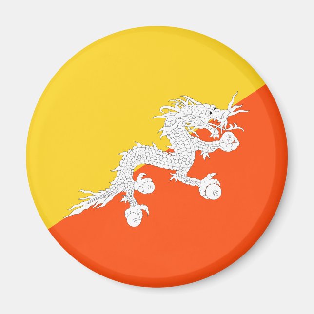 Aimant Drapeau bhoutanais (Bhoutan) (Dragon tonnerre) (Devant)