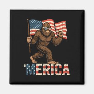 Aimant Drapeau Bigfoot Merica Rock Patriotique Américain 