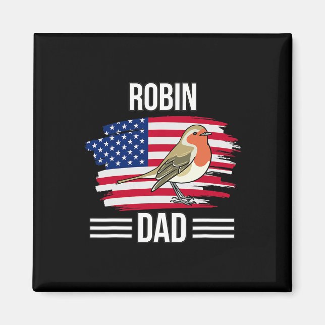 Aimant Drapeau Bird Us 4 juillet Fête des pères Robin Pap (Devant)