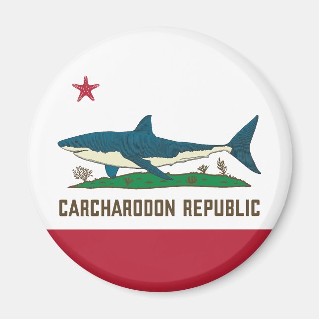 Aimant Drapeau blanc Carcharodon République de Californie (Devant)