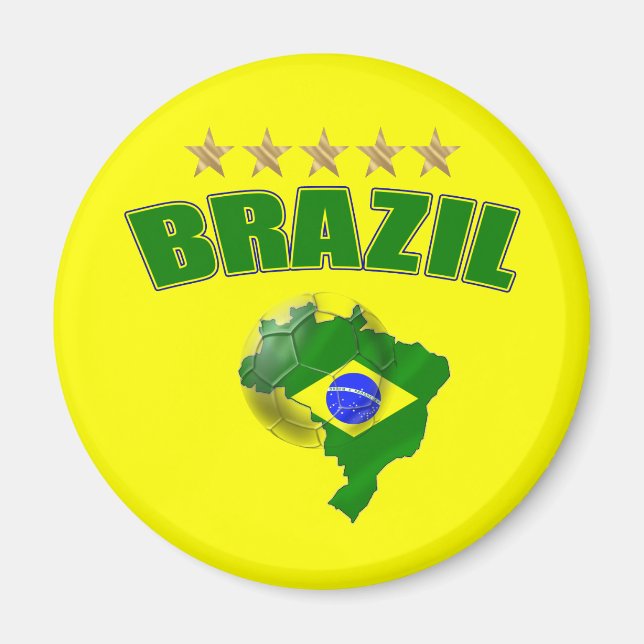 Aimant Drapeau brésilien Brésil de la balle de soccer (Devant)