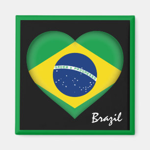 Aimant Drapeau brésilien et coeur, vacances/sports au Br