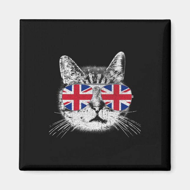 Aimant Drapeau britannique Angleterre Chat Sungles Gif Un (Devant)