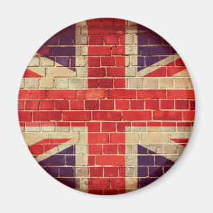 Aimant Drapeau britannique vintage sur un mur de briques