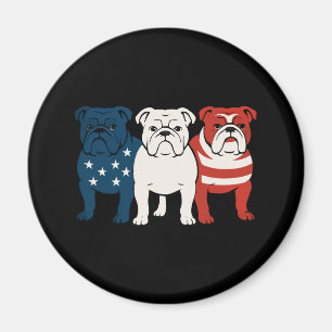 Aimant Drapeau Bulldog 4 juillet Amoureux des chiens Homm