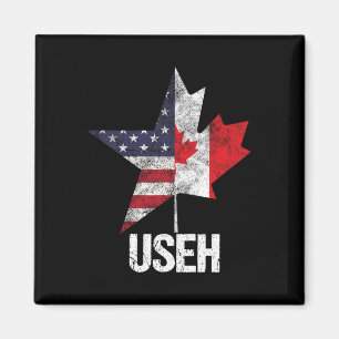 Aimant Drapeau canadien américain moitié Canada États-Uni