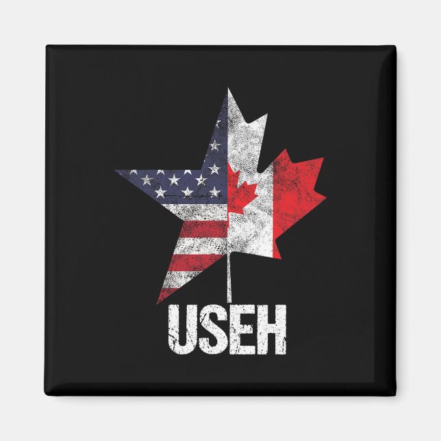 Aimant Drapeau canadien américain moitié Canada États-Uni (Devant)
