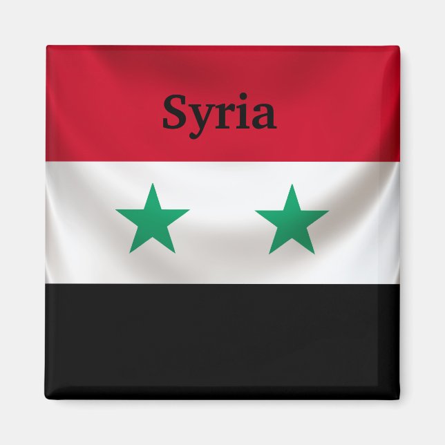 Aimant Drapeau carré de Syrie, drapé cérémonial (Devant)
