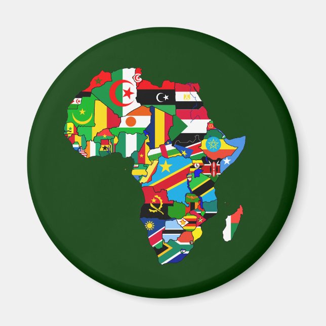 Aimant Drapeau Carte des drapeaux d'Afrique - Cadeau de c (Devant)