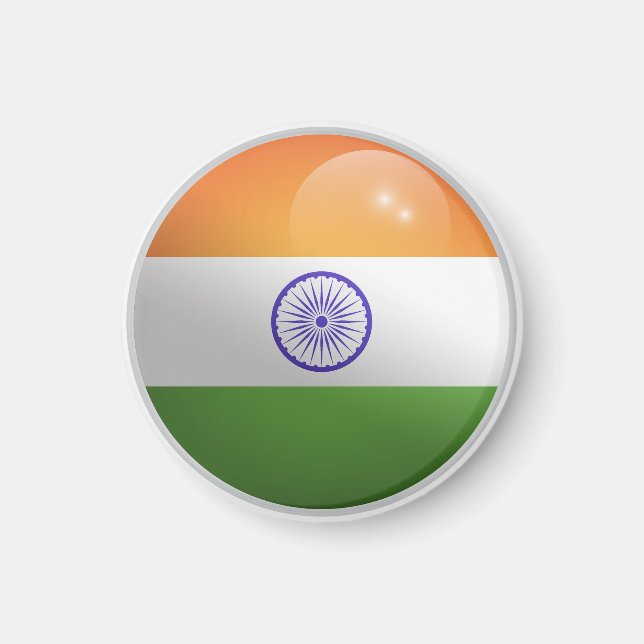 Aimant Drapeau Cercle Brillant d'Inde (Devant)