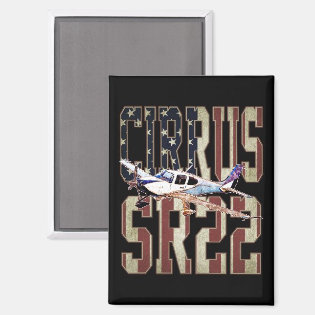 Aimant Drapeau Cirrus SR22 Aéronefs Vintage États-Unis (Recto/Verso)