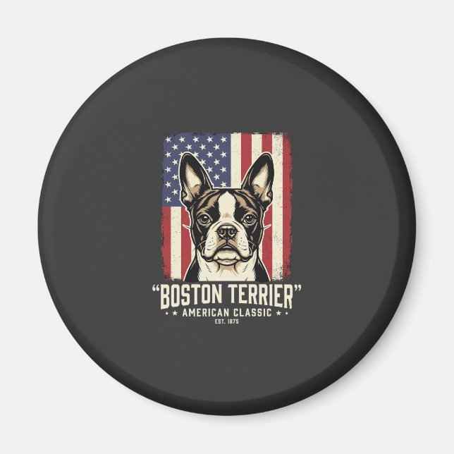 Aimant Drapeau Classique Américain Boston Terrier (Devant)
