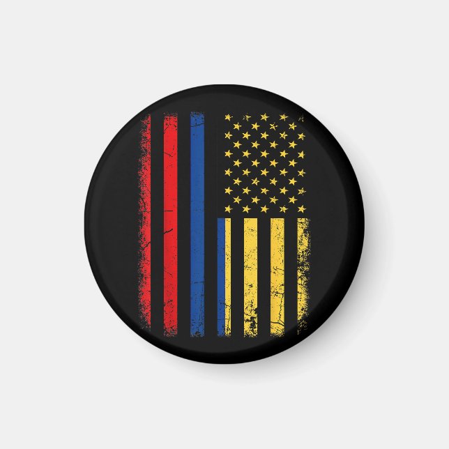 Aimant Drapeau Colombien Américain Racines Colombie A (Devant)