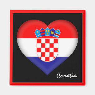 Aimant Drapeau croate & Coeur Croatie vacances / sports