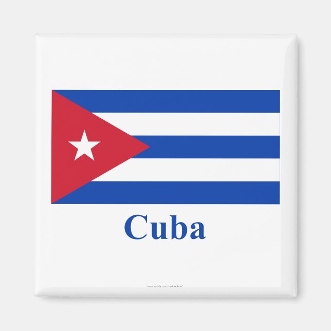 Aimant Drapeau Cuba avec nom (Devant)