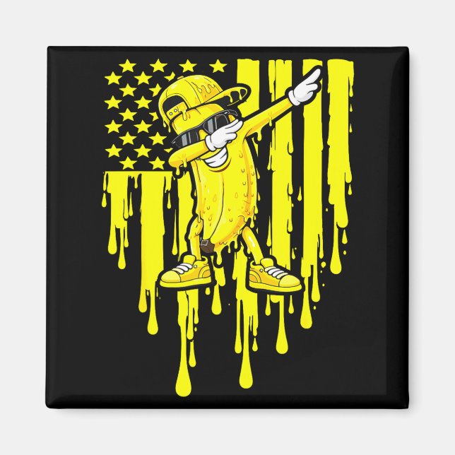 Aimant Drapeau de banane drôle de dab flag drip enfants j (Devant)