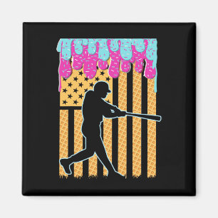 Aimant Drapeau de base-ball Bat Boys Ice Cream American F