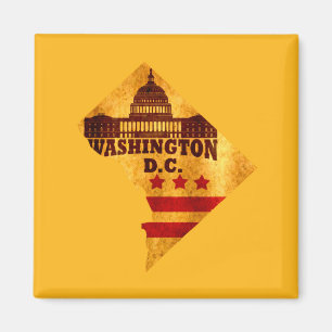 Aimant Drapeau de carte vintage Washington DC