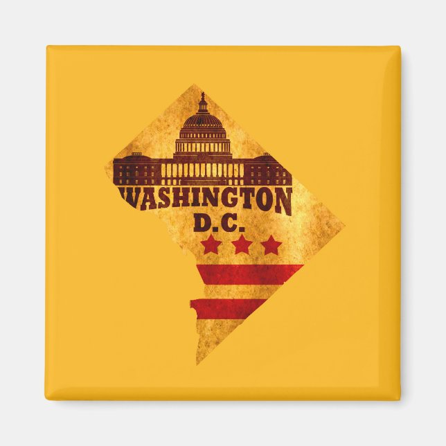 Aimant Drapeau de carte vintage Washington DC (Devant)