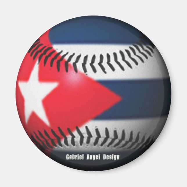 Aimant Drapeau de Cuba sur un baseball (Devant)