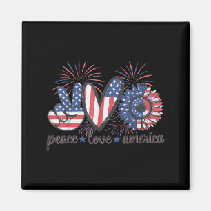 Aimant Drapeau de feux d'artifice America Peace Love du 4
