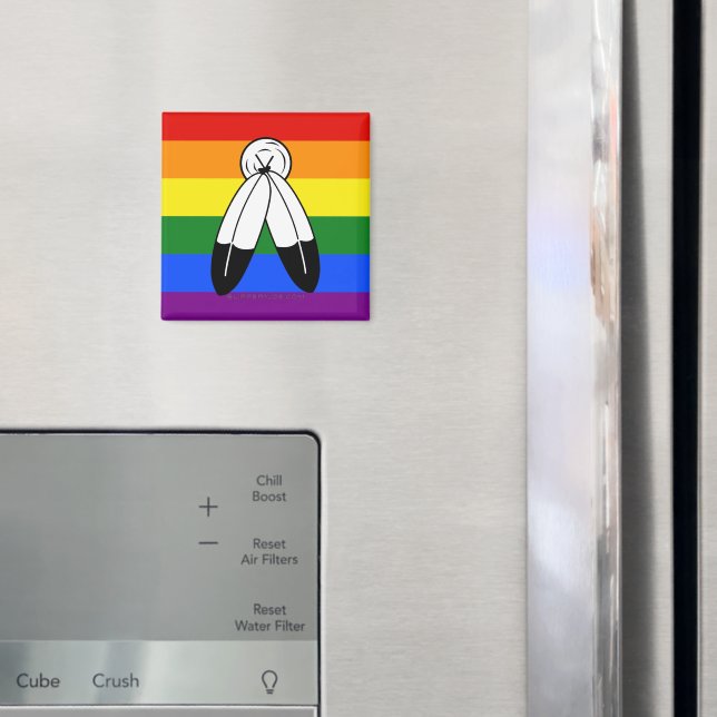 Aimant Drapeau de fierté bispirituel de SlipperyJoe's sym (In situ (réfrigérateur))