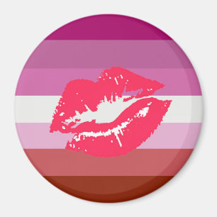 Aimant Drapeau de fierté lesbienne au rouge à lèvres