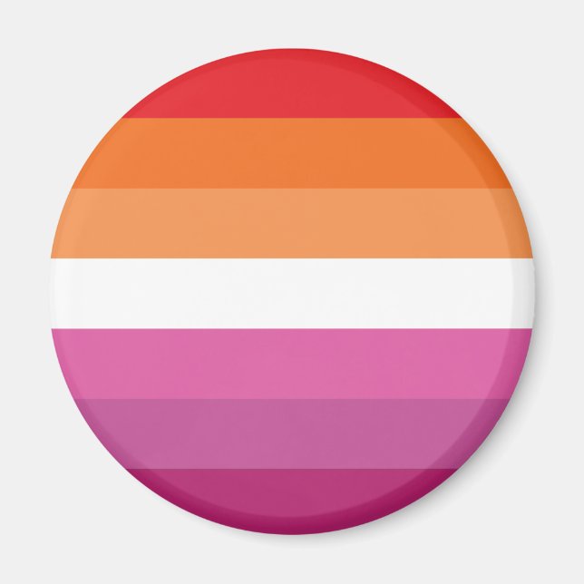 Aimant Drapeau de fierté lesbienne (Coucher de soleil) (Devant)
