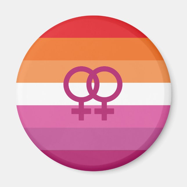 Aimant Drapeau de fierté lesbienne WLW (Coucher de soleil (Devant)