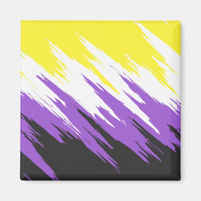Aimant Drapeau de fierté non binaire funky grunge zigzag  (Devant)