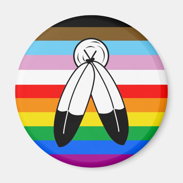 Aimant Drapeau de fierté Progress Pride LGBTQ+ Two-Spirit (Devant)