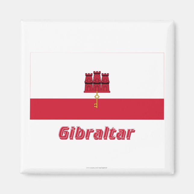 Aimant Drapeau de Gibraltar avec nom (Devant)
