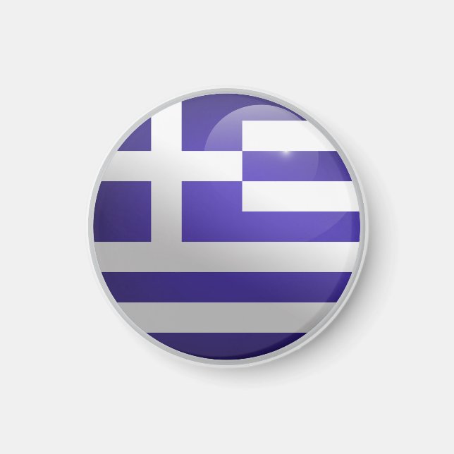 Aimant Drapeau de Grèce Cercle Brillant (Devant)