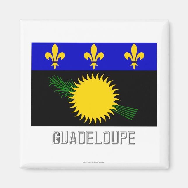 Aimant Drapeau de Guadeloupe avec nom (Devant)