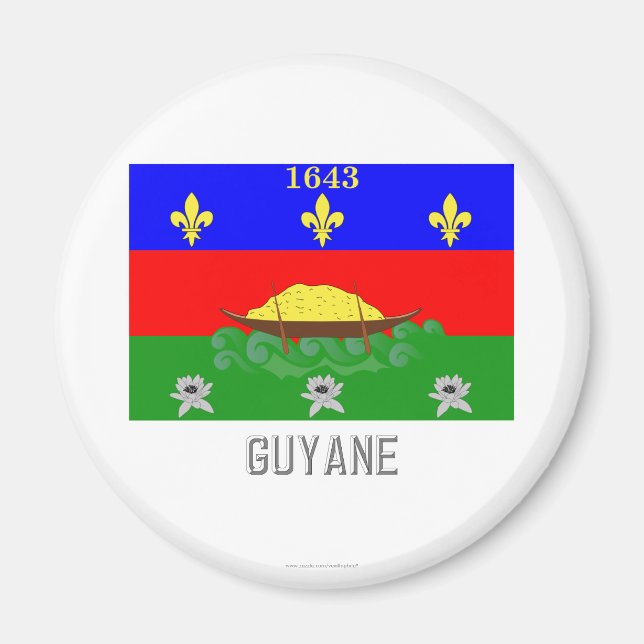 Aimant Drapeau de Guyane avec nom (Devant)